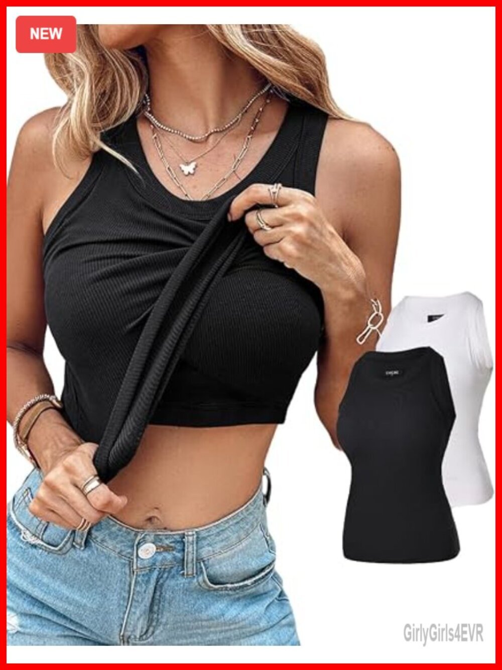 Ribbed Built in Bra Tank Top 2 Pack Racerback Workout Tank